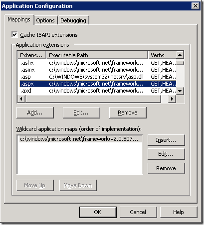 IIS 6 Application Config