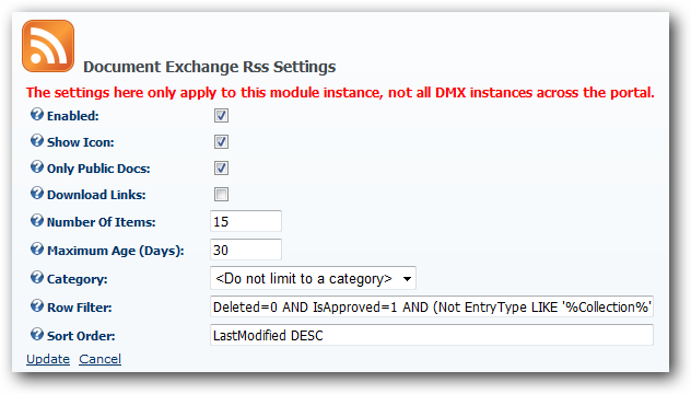 RSS Settings