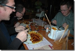 Stefan and others digging in to their pancakes