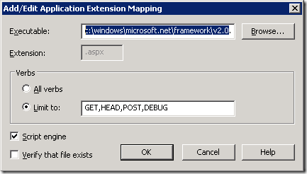 IIS 6 handler configuration